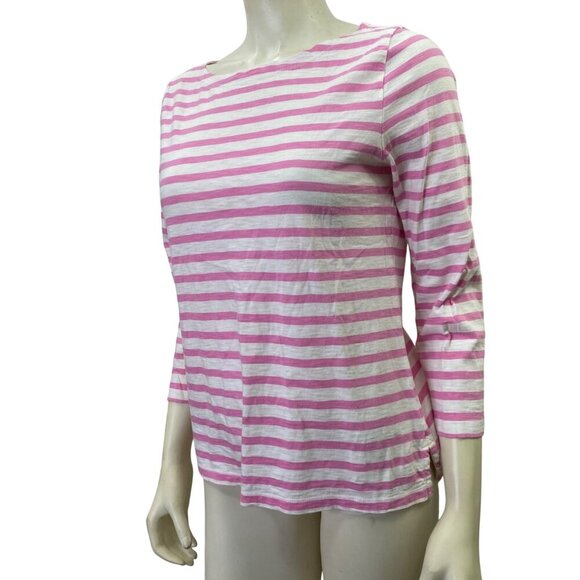 J.Crew Womens Pink & White Striped 3/4 Sleeve Shirt Size S - Picture 2 of 5